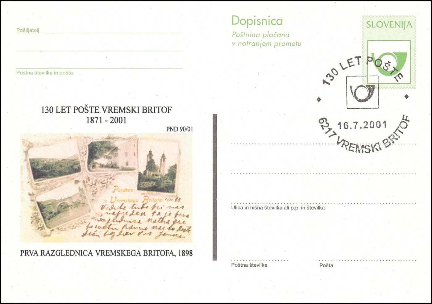 130 LET POŠTE VREMSKI BRITOF 1871 - 2001
